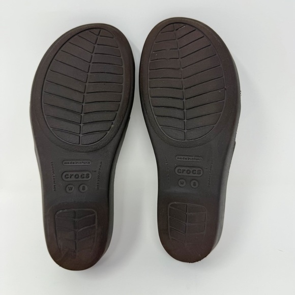 Crocs Wedge Sandals Women’s Size 8 Brown Strappy Slip-On Comfort Shoes - Picture 9 of 13